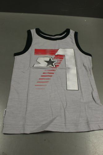 Starter Boy's Sleeveless Ringer Logo Tank Top - Vapor Grey - Small (6/7) - New