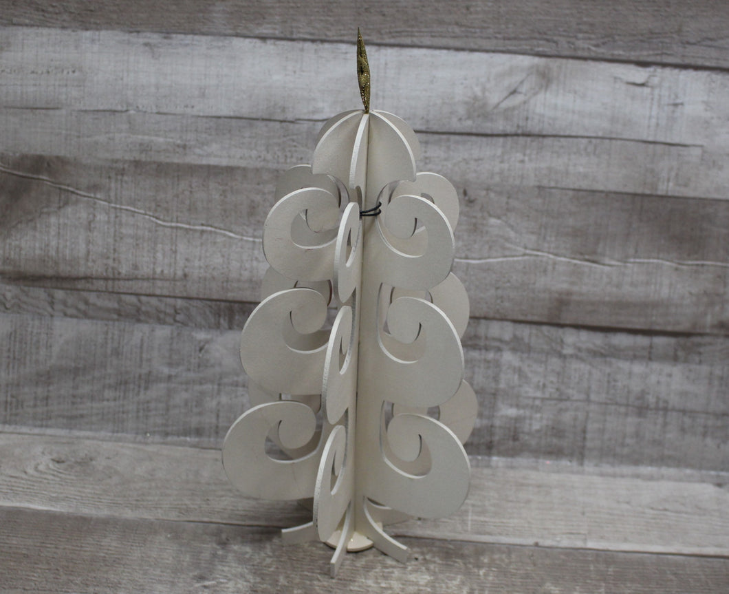 Miniature Wooden Tree Décor -White -New