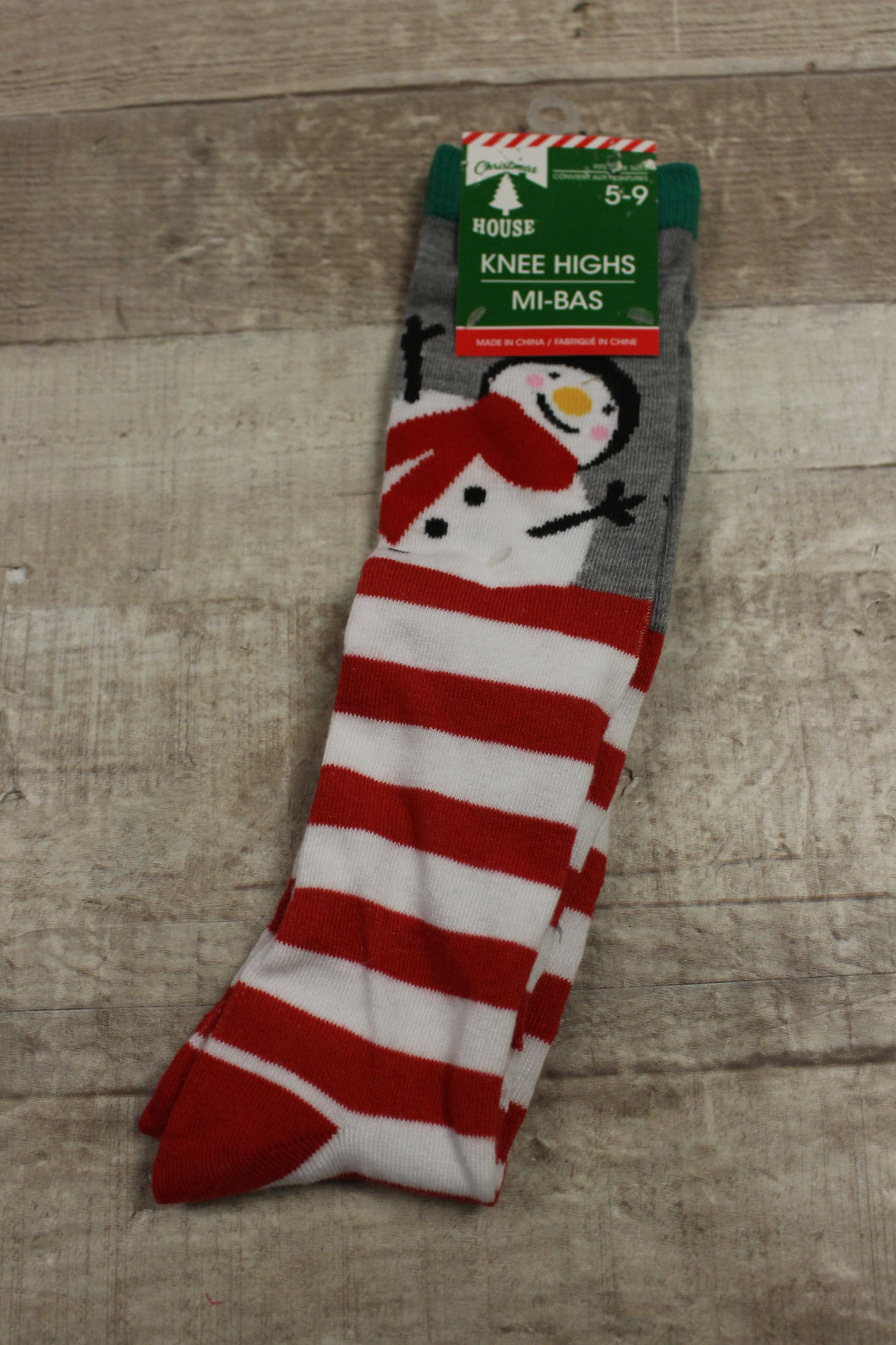 Christmas House Knee High Snowman Socks Sizes 5-9 -New