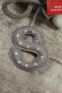 Wondershop By Target Pompom Mini Holiday Stocking With Initial Charm Grey -New
