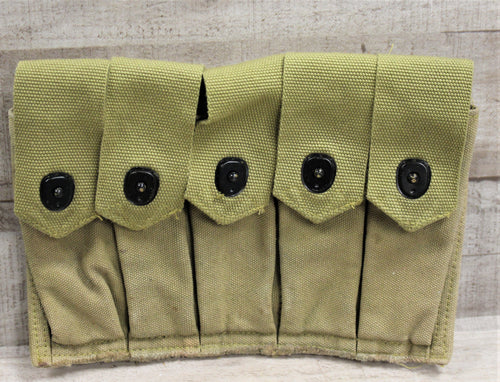 Vintage WWII 5 Mag Pouch Carrier for 20 Round Stick Magazine - Reproduction - Used
