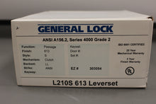 Load image into Gallery viewer, General Lock L210S 613 Leverset ANSI A156.2 Series 4000 Grade 2 Passage, Black, NEW!