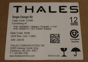 Thales High Capacity Single Radio Charger - 1600690-1 - 1600673-1 - New