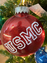 Load image into Gallery viewer, Christmas Ornament - Proud Marine Parent - Red Glitter - New