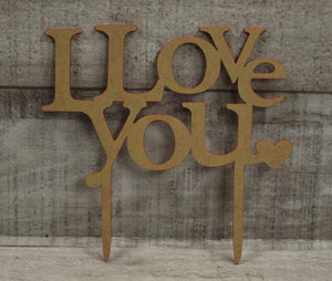 I Love You Cake Topper - Red Outline - 3.7" x 4.1" - New