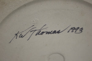 Vintage Zanesville Ohio Stoneware Crock - Roscoe Village - Signed KW Thomas 1993
