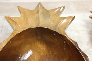 Vintage 7-Piece Philippines Wooden Pineapple Bowl Set With Spoons -Used