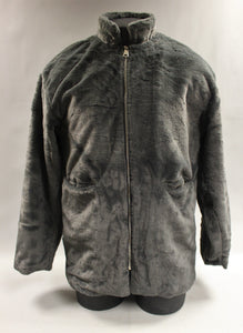 Women's Solid Fuzzy Zipper Long Sleeve Coat Jacket - Small - Gray -New