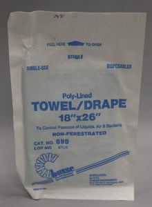 Poly-Lined Towel Drape - 18" x 26" - Single-Use - Disposables - New
