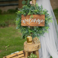 Load image into Gallery viewer, OHMZPERE 18 Inch Artificial Wreath with Wooden Welcome Sign - New