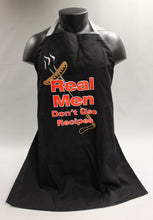 Load image into Gallery viewer, &quot;Real Men Don&#39;t Use Recipes&quot; Apron - Black - Used