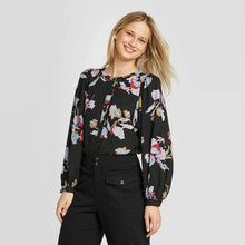 Load image into Gallery viewer, Who What Wear Women&#39;s Blouse Black Floral Small - New