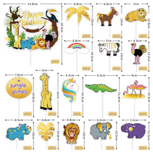 Load image into Gallery viewer, Animal Cake Toppers Happy Birthday Jungle Theme for Cake &amp; Cupcakes - 38 Pieces