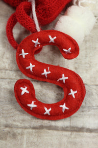Wondershop By Target Pompom Mini Holiday Stocking With Initial Charm -New