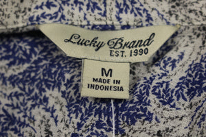 Lucky Brand Tie Front Top, Blue/Multi, Medium, New