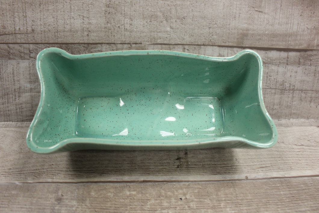 CP-888 USA Dog Bone Green Pottery Bowl Tray -Green -Used