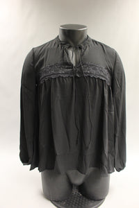Zeagoo Women's Loose Long Sleeve Casual Chiffon Top - Medium -Black -New
