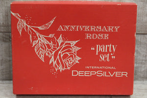 International DeepSilver Leaf Dish/Plate with Silver Spoon - Anniversary Rose - Includes box -Used