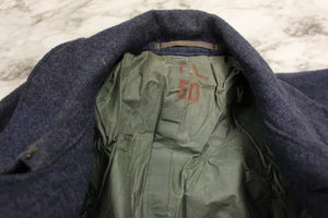 WWII Swiss Army Men's Wool Pea Trench Coat - Size F.L. 50 - Used