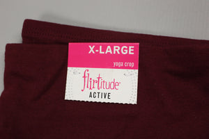 Flirtitude Active X-Large Yoga Crop Deep Ruby Black