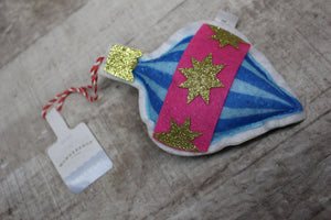 Wondershop By Target Striped Ornament With Pink Stripe -New
