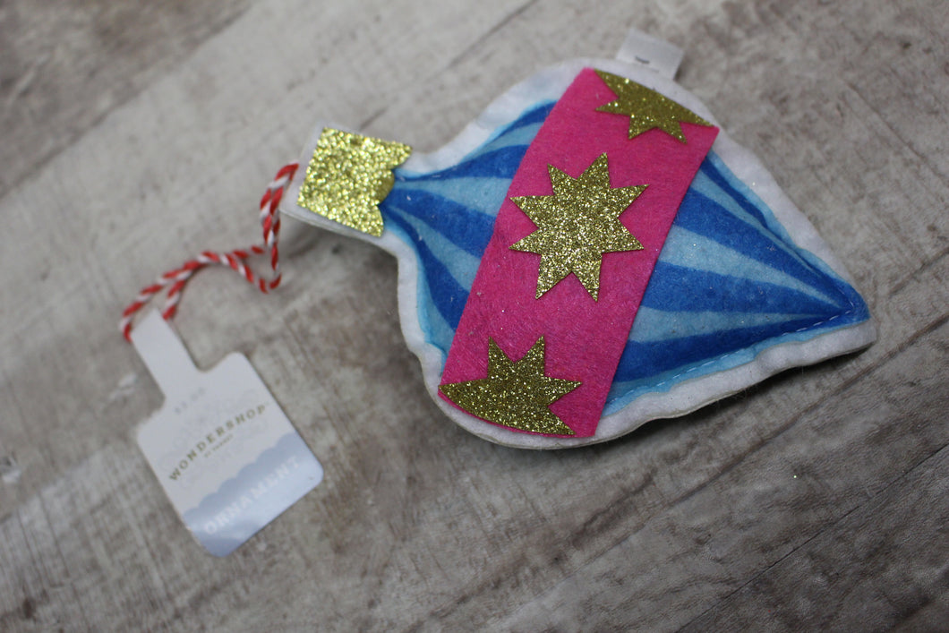 Wondershop By Target Striped Ornament With Pink Stripe -New