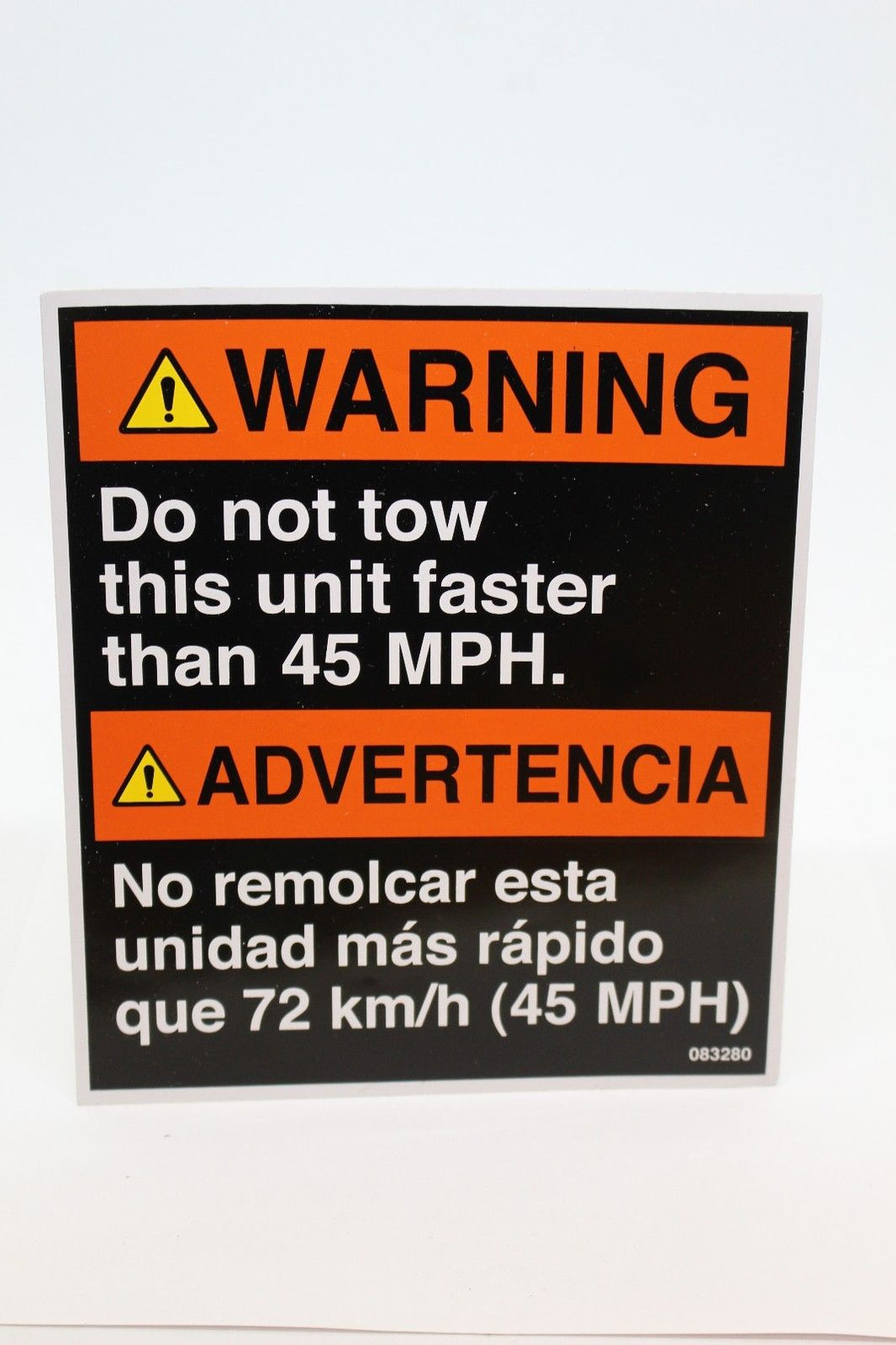 Warning Do not tow this unit faster than 45 MPH, 7690-01-642-6383, 083280, New
