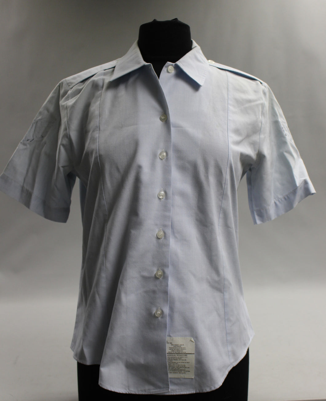 US Military Women's Air Force Blue Short Sleeve Tuck In Shirt - Size: 12 - Used
