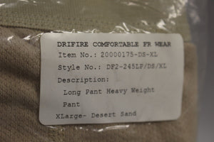 DriFire Heavyweight Long Pants - Desert Sand - Size: XL - New (175)