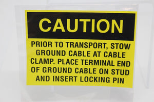 Caution Warning Decal, 7690-01-528-7336, SM-C-801215/29, Prior To Transport, New