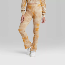 Load image into Gallery viewer, Wild Fable Women&#39;s High-Rise Waffle Flare Pants - Large - Brown Tie-Dye - New