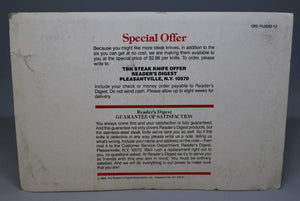 1989 Reader's Digest Serrated Stainless Steel Steak Knife Special Offer - New