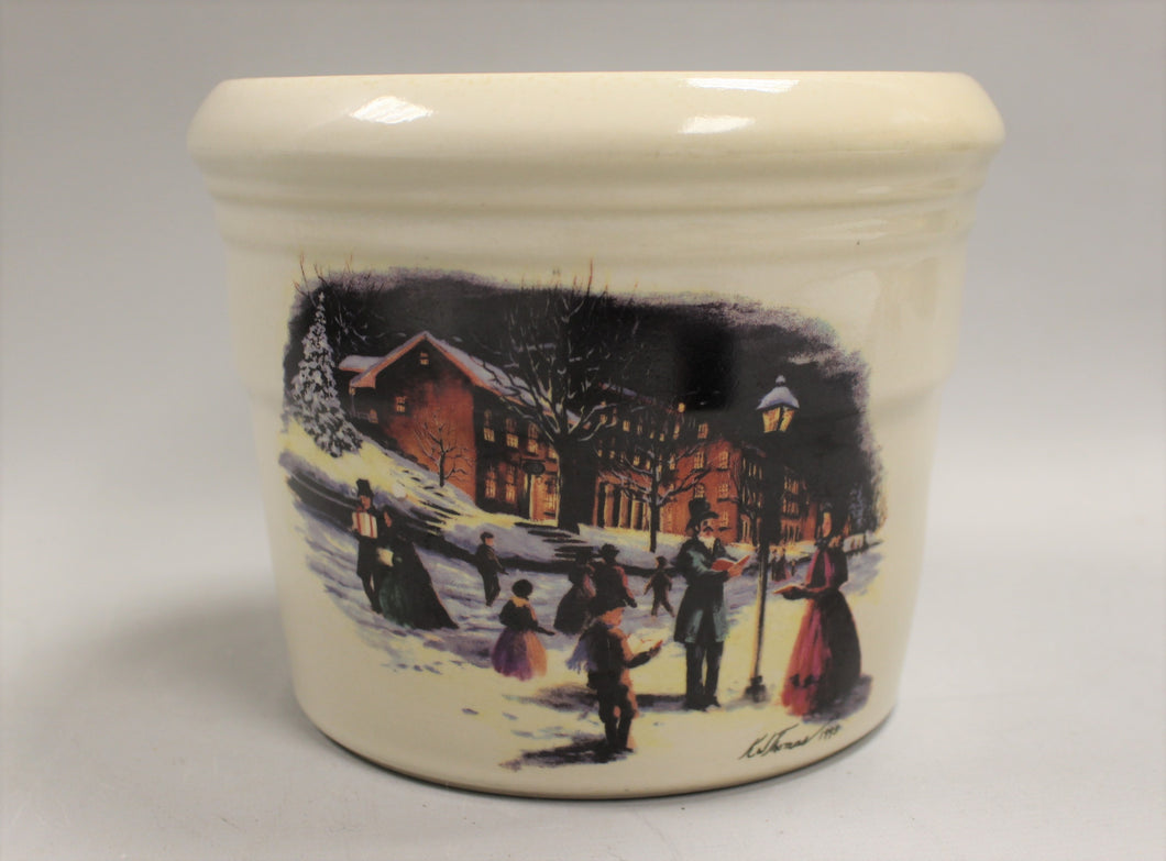 Vintage Zanesville Ohio Stoneware Crock - Roscoe Village - Signed KW Thomas 1993