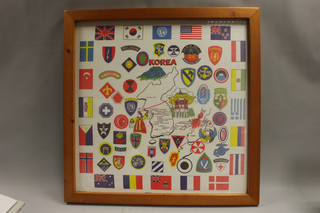Framed Korea Country Military Patches Framed Hanging Poster - Used