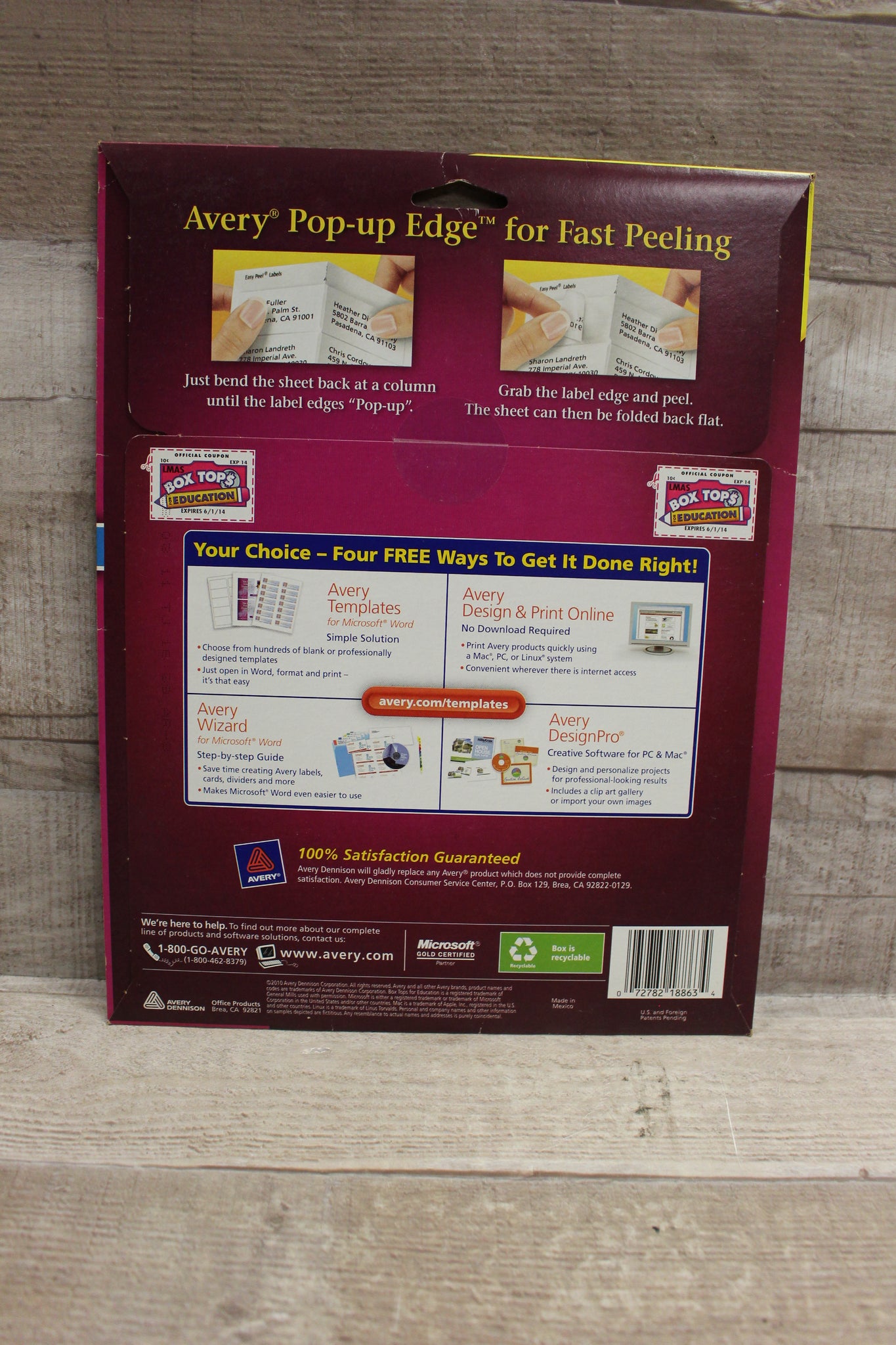 Avery 18863 Easy Peel Shipping Labels Clear 100 Labels 2"x4" I