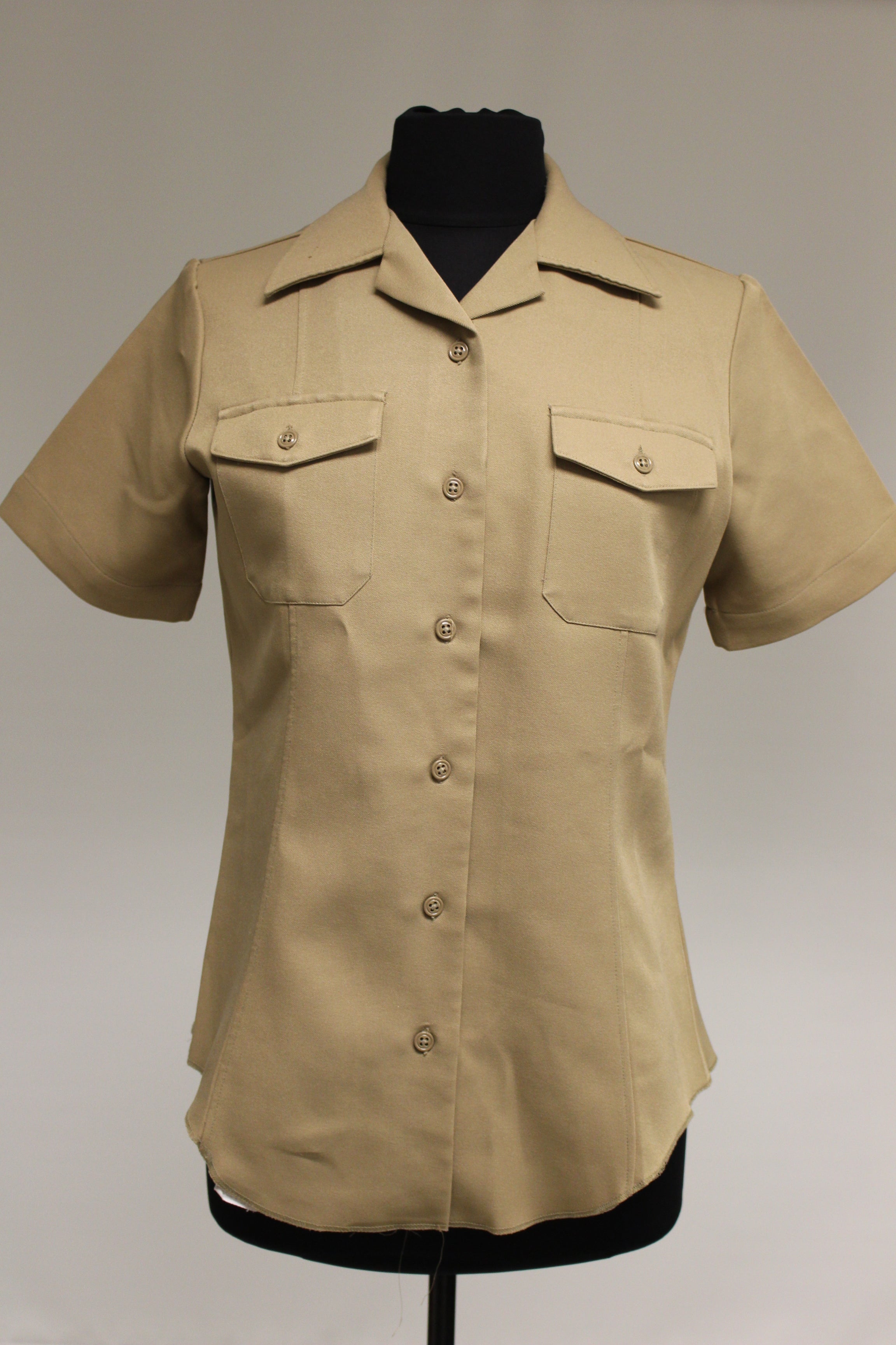 US Amy Creighton Women's Tan Khaki Short Sleeve Shirt - Size: 34