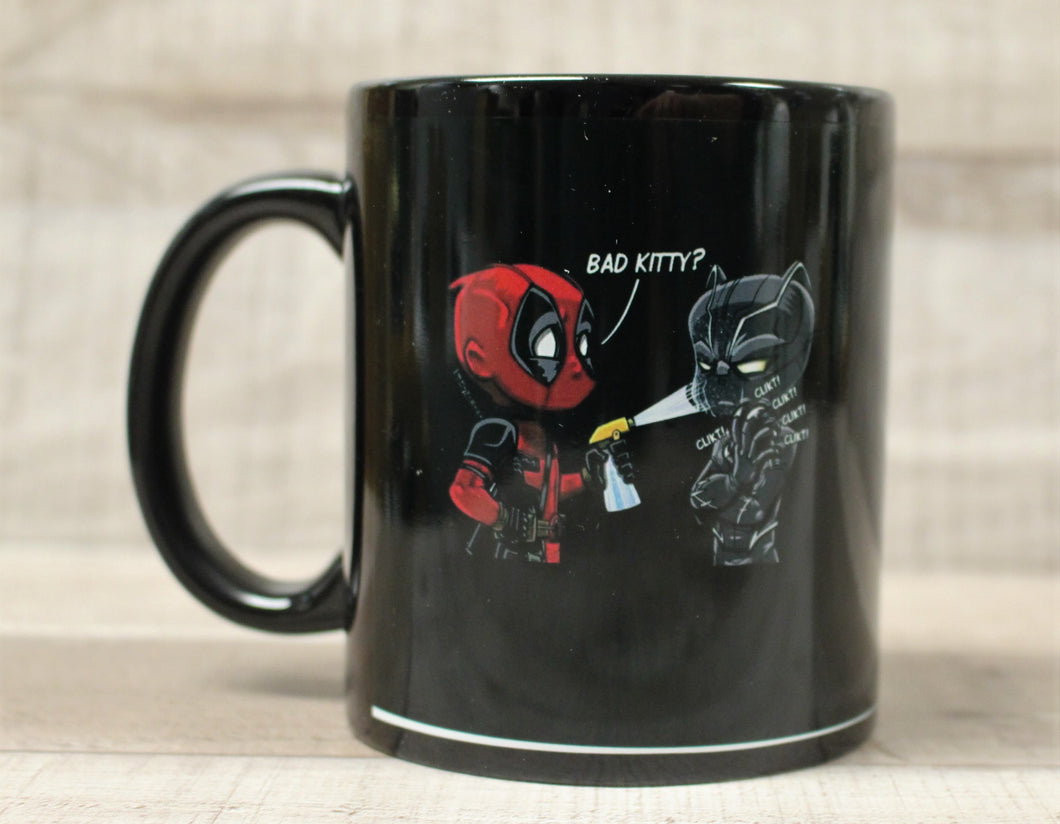 Dead Pool Black Panther Bad Kitty MCU Coffee Cup Mug - Black - New