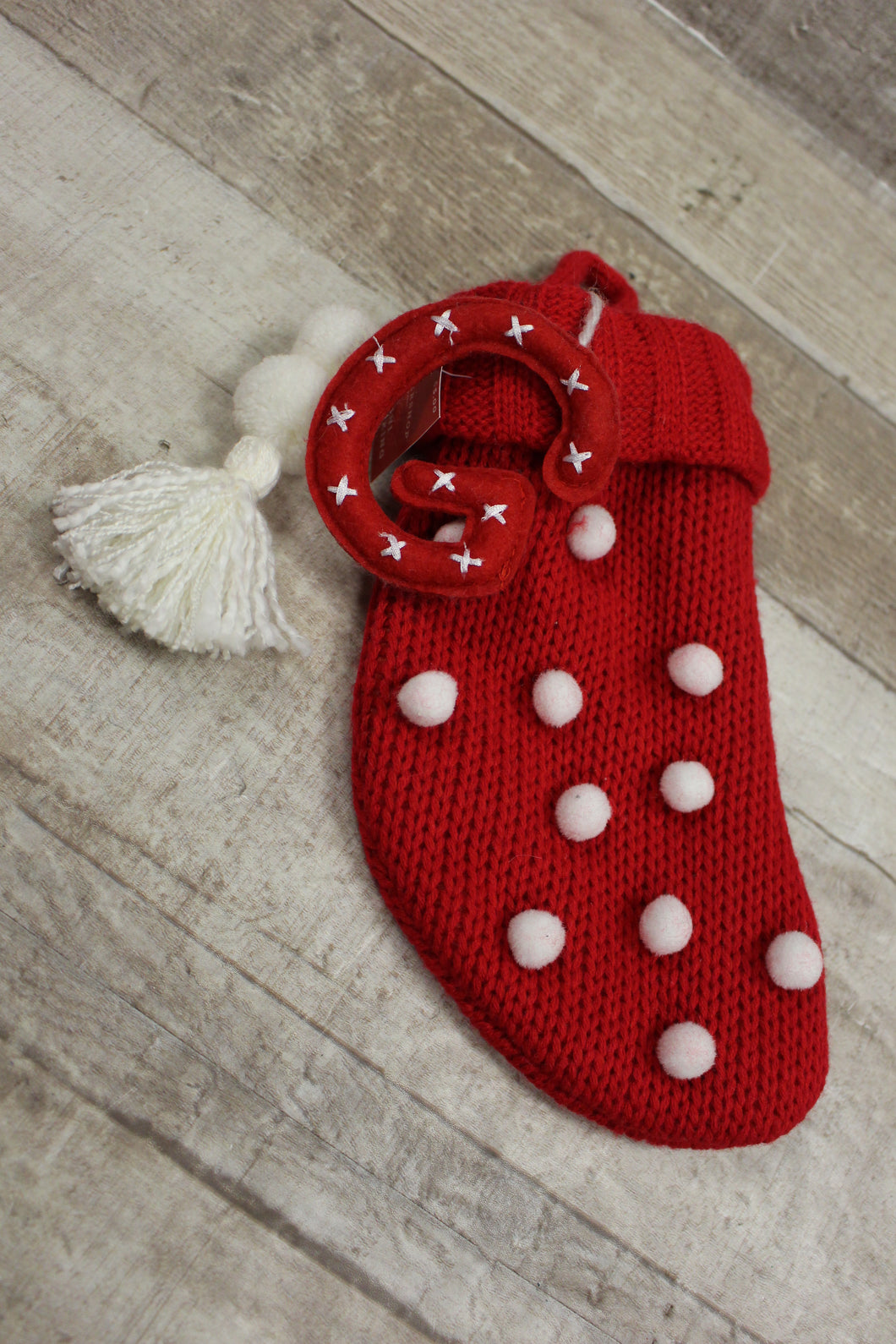 Wondershop By Target Pompom Mini Holiday Stocking With Initial Charm -New