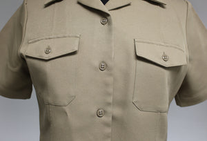 US Amy Creighton Women's Tan Khaki Short Sleeve Shirt - Size: 34 - Used