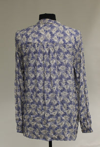 Lucky Brand Tie Front Top, Blue/Multi, Medium, New