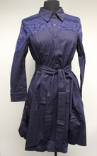 Load image into Gallery viewer, Zeagoo Woman&#39;s Bell Sleeve A-Line Midi Dress with Belt - Black &amp; Blue - New