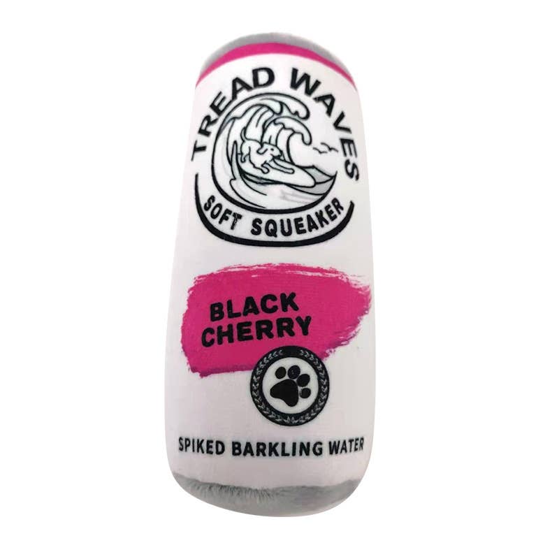 White Paw Dog Toy Squeaker Plush - Tread Waves Black Cherry - Spiked Barkling Water