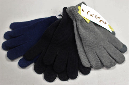 Cat & Jack Tech Touch Gloves - 3 Pack - Gray/Blue/Black - One Size - New
