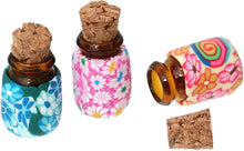 Load image into Gallery viewer, Clay Glass Bottles Jars with Round Cork Stoppers -19.0mm x 13.0mm - 10 Sets- New
