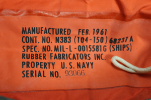 1961 U.S. Navy Life Preserver with Bag & Belt - New