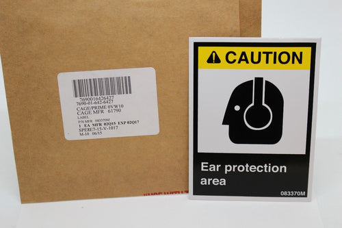 3M Caution Ear Protect Area Label Decal, 7690-01-642-6427, 083370M, New
