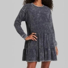Load image into Gallery viewer, Wild Fable Women&#39;s Long Sleeve Sweatshirt Dress - Washed Black - XS S M L - New