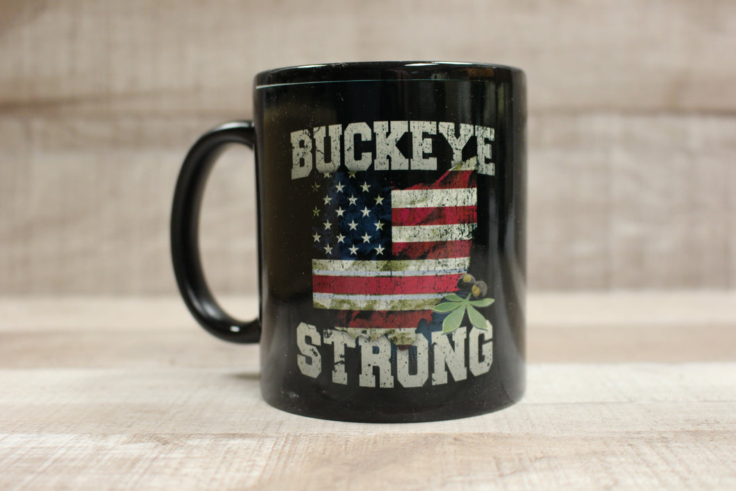 Buckeye Strong Coffee Cup Mug - Ohio Flag - Black - New