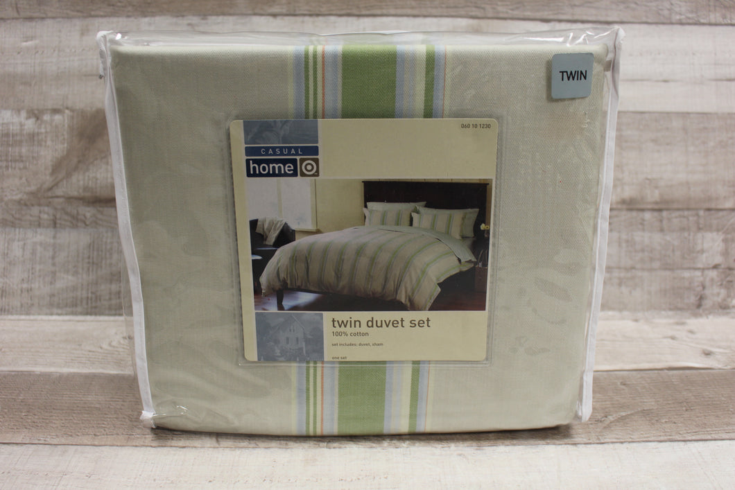 Target Casual Home Twin Duvet Set - 100 Percent Cotton - Striped - New