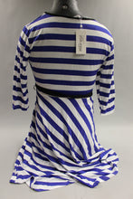 Load image into Gallery viewer, Meaneor Women&#39;s O-Neck 3/4 Sleeve Belted Striped Dress Size XL -Blue/White -New